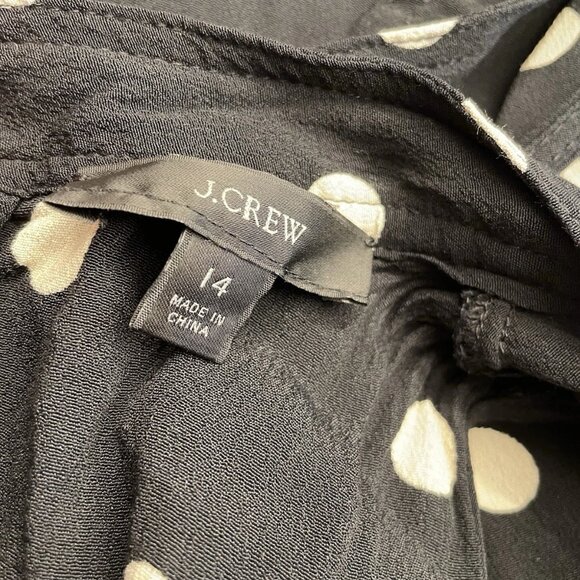 J.CREW Women's Drapey Tiered Dress Black Polka Dot - Picture 8 of 9